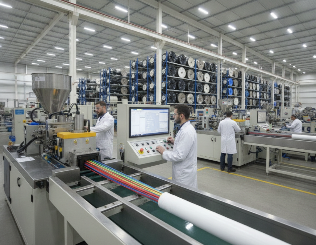 Weatherproofing with the Fiber Cable Sheathing Line